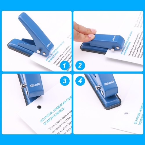 

KW-trio Mini Metal Single Hole Punch 1-Hole Paper Puncher 20 Sheet Capacity 6mm Holes Reduced Effort with Scraps Collector for Office School Home Supplies