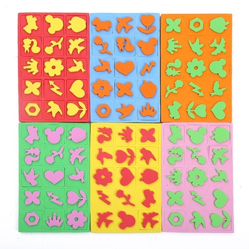 15pcs Art Painting Stamps Sponge Stamper with Cute Patterns Early Learning Drawing Tools for Children Toddler Crafts DIY