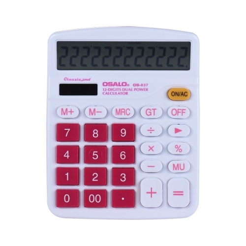 Calculatrice électronique Compteur Solaire et Batterie Puissance 12 Chiffres Multifonctionnel Gros Bouton Bureau D'affaires École Scientifique Calculer