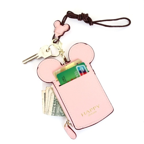 

Cartoon Cute Card Holder Protector ID Credit Card Case Leather Mini Slim Pocket Wallet Coin Change Purse with Key Ring & Lanyard