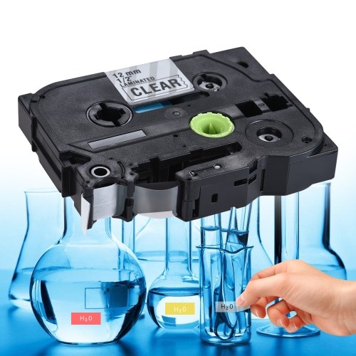 

Second Hand Laminated Label Tape Black on CLear Compatible for Brother P-touch Label Printer PT-1010/PT-2100/PT-18R/PT-E200/PT-9500 12mm * 8m