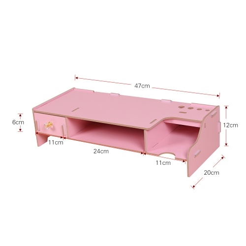 

Wooden Monitor Stand Riser Computer Desk Organizer with Keyboard Mouse Storage Slots for Office Supplies School Teachers