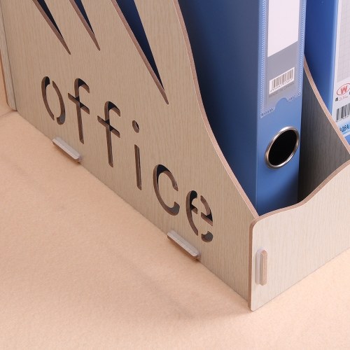 

Wood Desktop File Organizer Document Folder Holder 3 Upright Sections for Office School Students