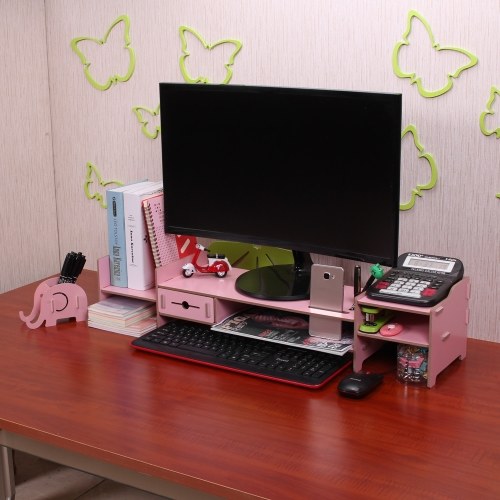 

DIY Storage Shelf Monitor Stand Riser File Organizer Канцелярские товары Организатор Офисный стол Организатор Wood