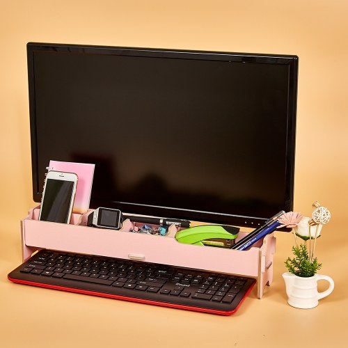 

Desktop Multifunctional Monitor Riser Stand with Storage Slolts for Stationeries Keyboard Office School Home Supplies