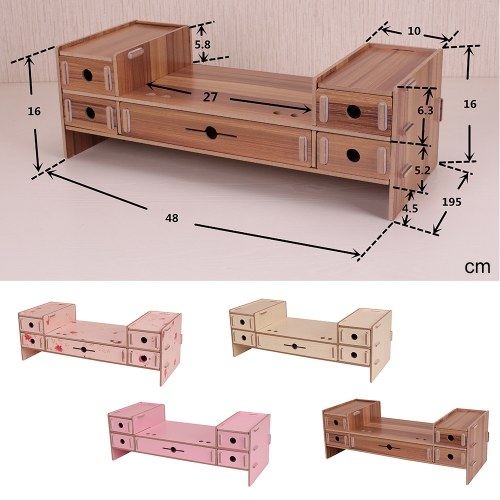 5 Drawers Monitor Stand Riser Desktop Organizer with Keyboard Storage Slot for Office School Supplies