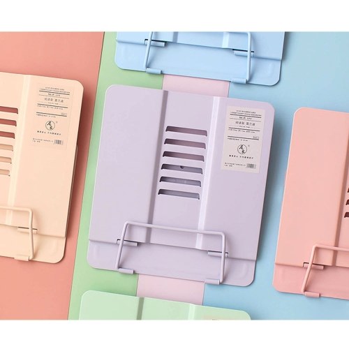 Metal Book Holder Adjustable Six Angles Bookstand Pink