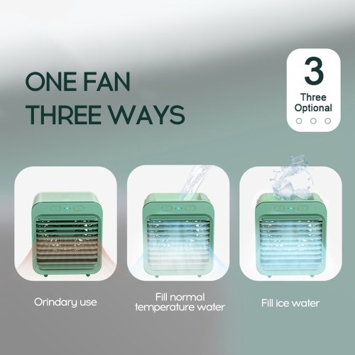 

Portable Air Cooler Water-cooled Air Conditioning Desktop Fan 3 Gears USB Rechargeable for Home Outdoor Travel (White)