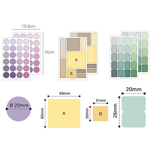 4 Sheets Color Labels Gradient Sticker