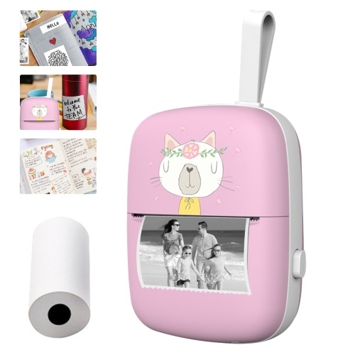 

Mini Pocket Photo Printer Portable Mobile Thermal Printing Machine All in One 203DPI Wireless BT Connection for Picture Lable DIY Handcraft List Meno Notes Journal Receipt Paper Instant Printer Sticker with 1 Roll Thermal Paper 57*30mm Study Work Office C