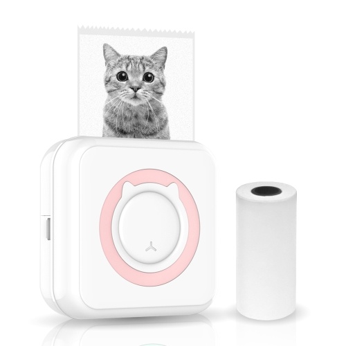 Mini Pocket Photo Printer Portable Thermal Printing Machine 203DPI Wireless BT Connection for Picture Lable DIY Handcraft List Meno Notes Journal Receipt Paper Instant Printer Sticker with 1 Roll Thermal Paper 57*30mm Study Work Office Compatible with Android iOS