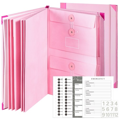 

Document Organizer Folio with 12 Pockets Envelopes in Case I Go Missing Binder Important FileOrganizer Comes Labels Sticker for Bills Checks Birth Certificates Estate Planning etc Home School Office Supplies