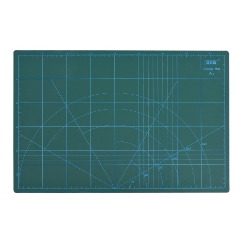 GKS PVC A3 Cutting Mat Manual DIY Tool Cutting Board Double-sided Self-healing Cutting Pad 5cm and 1cm Grids Patchwork Tools 30cm * 45cm * 3mm Green