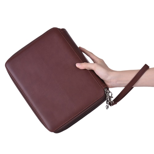 

136 слотов Цветной карандаш-чехол Многофункциональный мешок Pu Leather Zippered Portable с ручным ремешком