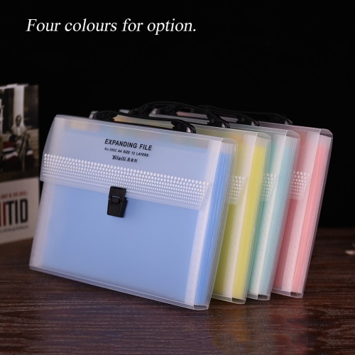 

A4/Legal/Letter Size 13-Pocket Transparent Poly Expanding File Folder Organizer Jacket with Buckle Closure for Contract Tax Docume
