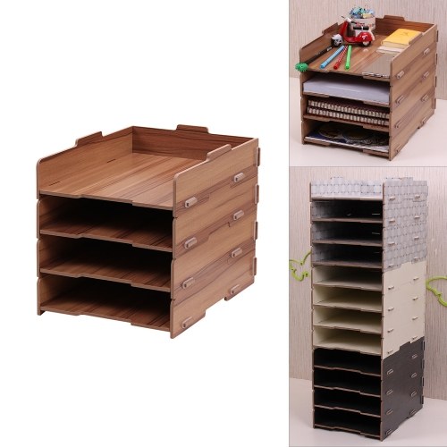 

Wood Desk File Organizer Держатель документа Letter Лоток 4 слоя для офисной школы Домашнее использование
