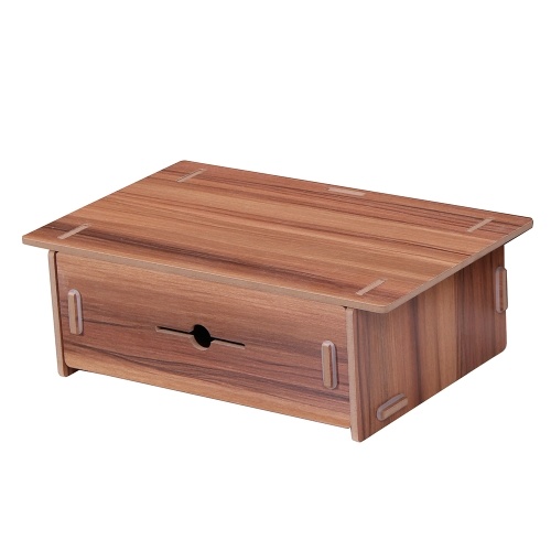 

Small Desk Monitor Riser Stand Organizer Wood with Pen Holder Drawer for School Office Home Stationery Storage