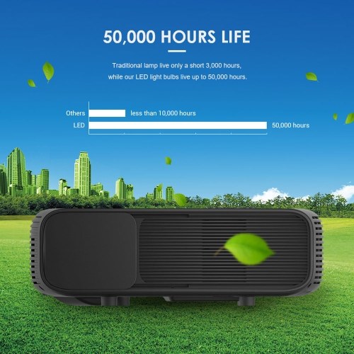 LCD Projector Full HD LED Projector 1080P Supported 50000 Hours Lamps Life 3200 Lumen with 2*HD/ 2*USB/ VGA/ AV/ Headphone Port Compatible for Laptop PC TV iPhone Android Smartphones Gaming Devices for Movie and PowerPoint Presentation