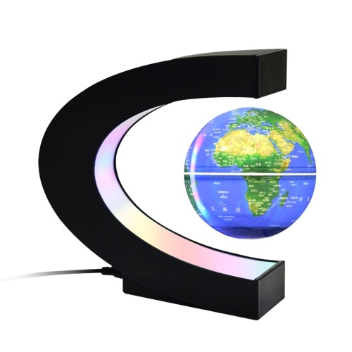 

Floating Globe with LED Multicolor Base Creative 4 Inch C Shape Anti Gravity Magnetic Levitation Rotating World Map for Children Gift Home Office Desk Decoration Teaching Demo