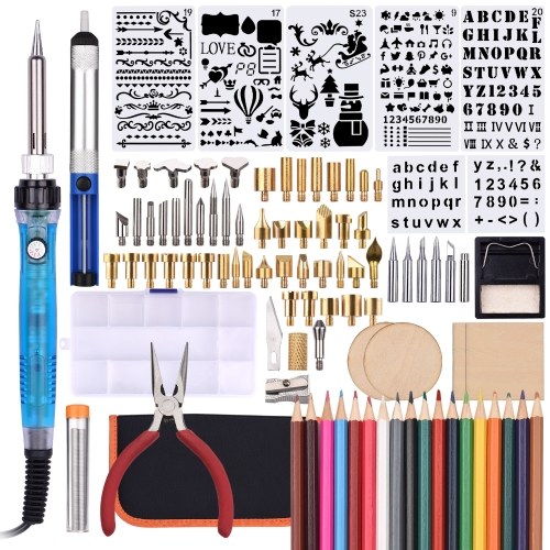 Wood Burning Tool Kit 96PCS Professional Pyrography Pen Soldering Iron Set Adjustable Temperature from 200-450℃ for Beginners Adults Wood Burning Carving DIY Embossing Soldering