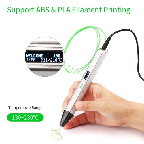 

3D Printing Pen Apply with 1.75mm Filament ABS PLA Support Temperature Speed Adjustment with OLED Screen Heat Dissipation DIY for Teen Children and Adults Christmas Birthday Gift