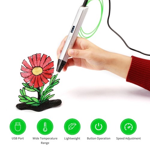 

3D Printing Pen Apply with 1.75mm Filament ABS PLA Support Temperature Speed Adjustment with OLED Screen Heat Dissipation DIY for Teen Children and Adults Christmas Birthday Gift