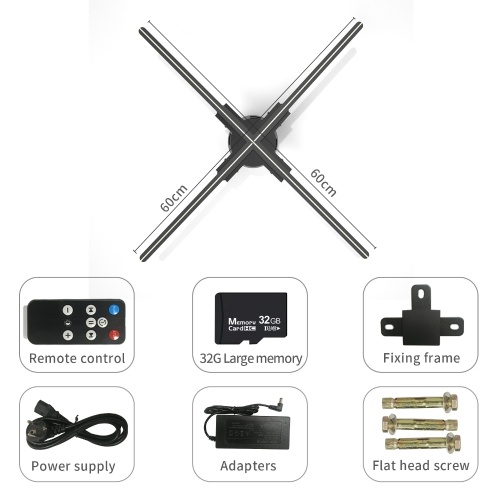 F60 3D Hologram Projector Advertising Display Fan Wall-mounted Player 3D Naked Eye