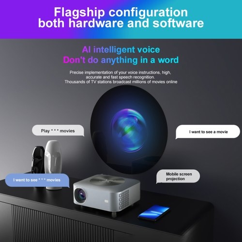 Portable 4K Wireless Mini Projector Movie Projector with Tripod Rack 