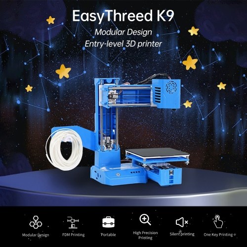 EasyThreed 3D Printer Mini Desktop Printing Machine for Kids 100x100x100mm Print Size 