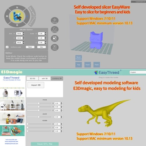 EasyThreed 3D Printer Mini Desktop Printing Machine for Kids 100x100x100mm Print Size 