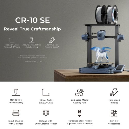 Creality CR10-SE 3D Printer Auto-leveling Built Platform 220x220x265mm Support Remote Control 