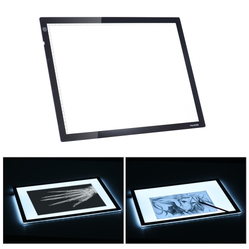 

HUION A3 21 "Портативный мультфильм татуировки Трассировка рисования LED Light Pad Box Panel Таблица оригиналодержателя Регулируемая Яркость с адаптером питания