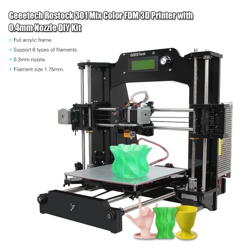 

Geeetech Prusa I3 X Self-Assembly 3D Printer DIY Kit Desktop 3D Printer Full Acrylic Frame Support 6 Types of Filament 0.3mm Nozzle 1.75mm Filament Diameter