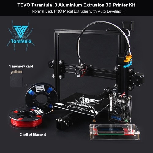 

TEVO Tarantula I3 Aluminium Extrusion 3D Printer Kit 3D Printing 2 Rolls Filament 8GB Memory Card As Gift (Normal Bed, PRO Metal Extruder with Auto Leveling)