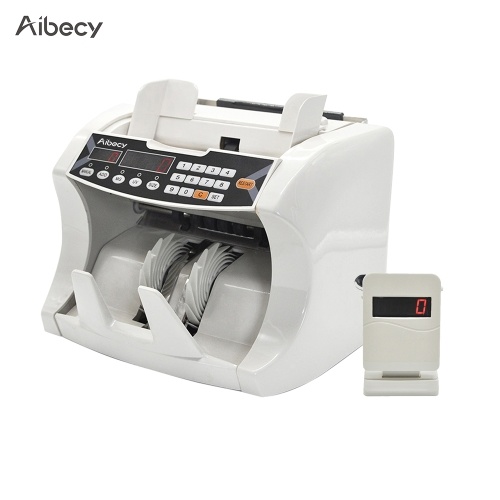 

Aibecy Automatic Multi-Currency Cash Banknote Money Bill Counter Counting Machine with UV MG Counterfeit Detector External Display for EURO/USD/GBP/AUD/JPY/KRW