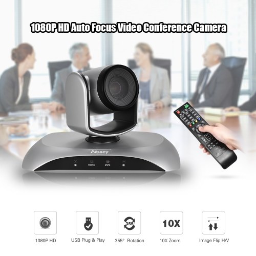 

Aibecy 1080P HD Видеоконференционная камера 10X Оптический зум Автофокус Автосканирование Plug-N-Play с инфракрасным пультом дистанционного управления