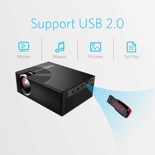 

Portable LCD Projector Full HD LED Projector Can Synchronize Smart Phone Screen 1080P Supported 50000 Hours Lamps Life Support HD/ USB/ VGA/ AV/ Headphone/ SD Card Input for Home Theater Entertainment