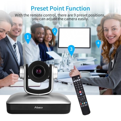 

Aibecy Full HD 1080P Video Conference Cam 12X Optical Zoom Auto Focus USB2.0 PTZ