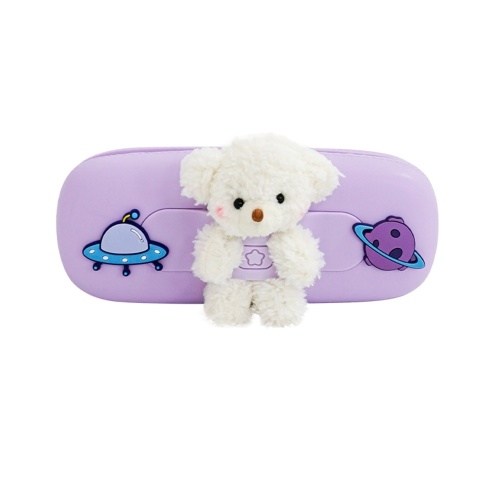 

NBX Cute Cartoon Bear Silicone Pencil Case Big Capacity with Zipper Pen Pouch Holder Durable Storage Box Stationery Bag Organizer Gift for Children Students Girls Boys School Supplies