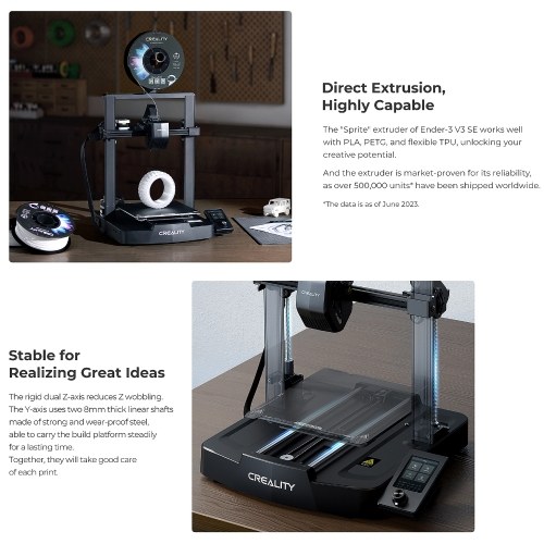 Creality Ender-3 V3 SE 3D Printer CR Touch Auto Leveling 220*220*250mm Printing Size and 3.2in Color Knob Screen 