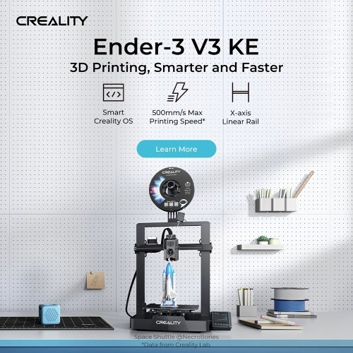 Creality Ender-3 V3 KE 3D Printer High Speed Printing High Temperature Hotend Auto Leveling 220x220x240mm Print Size Suitable for PLA/PETG/ABS/TPU(95A)/ASA 
