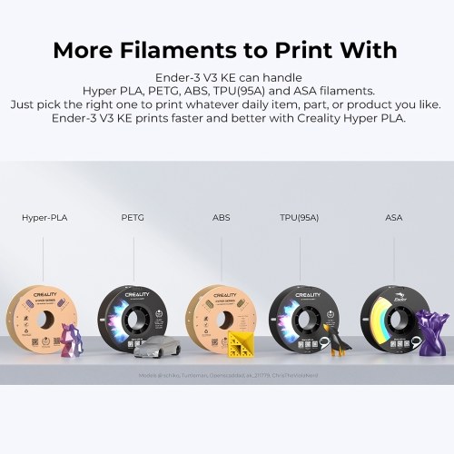 Creality Ender-3 V3 KE 3D Printer High Speed Printing High Temperature Hotend Auto Leveling 220x220x240mm Print Size Suitable for PLA/PETG/ABS/TPU(95A)/ASA 