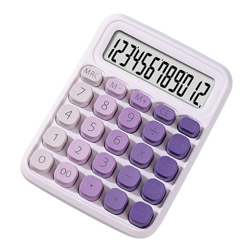 

Cute Calculator 12 Digit Large LCD Display Big Round Button Gradient Candy Colored Dual Power Supply Calculator