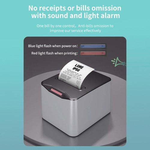 Bisofice Thermal Receipt Printer 80mm Desktop Direct Thermal Printing USB+LAN Connection High Speed with Auto Cutter Large Paper Bin