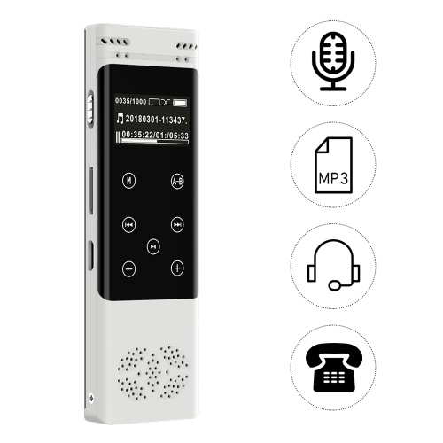 

8GB Профессиональный цифровой диктофон MP3 Muisc Player Макс. 1536kbps Сенсорные кнопки Звуковая активированная запись