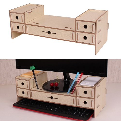 

5 ящиков монитор подставка Riser Desktop Organizer с клавиатурой слот для хранения школьных принадлежностей для офиса