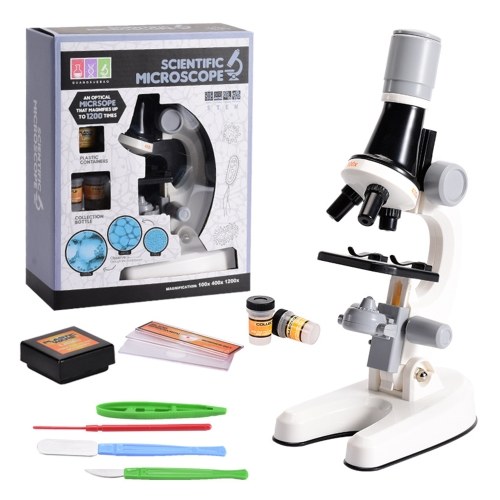 

Microscope Science Kit 100X/400X/1200X Magnification Scientific Microscope with Slides Educational STEM Gift for Students Beginners