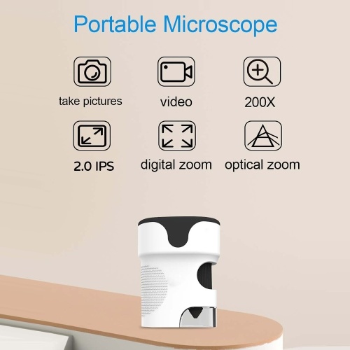 Portable 2.0inch IPS Screen 200 Times Magnification Single Lens Microscope 