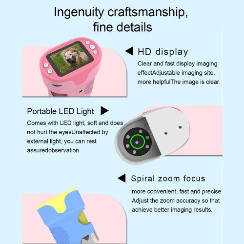 Portable 2.0inch IPS Screen 200 Times Magnification Single Lens Microscope 