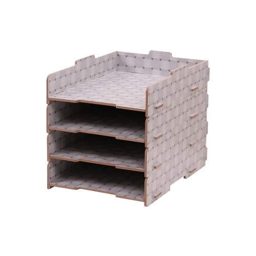 

Wood Desk File Organizer Держатель документа Letter Лоток 4 слоя для офисной школы Домашнее использование